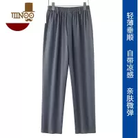 YANXU爸爸夏装长裤子中老年人冰丝垂感休闲裤男士松紧腰爷爷夏装速干裤
