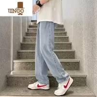YANXU牛仔裤子男士夏季薄款潮流宽松直筒裤裤潮牌复古百搭阔腿休闲长裤