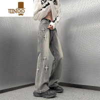 YANXU黄泥色牛仔裤男款直筒oversize男生裤子夏季潮牌痞帅微喇叭阔腿裤