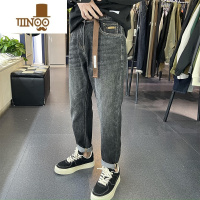 YANXU2023夏季水洗牛仔裤男士直筒弹力宽松休闲小脚裤网红潮牌哈伦长裤