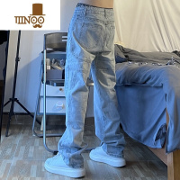 YANXU2023新款牛仔裤男国潮直筒复古水洗立体裤子高街宽松休闲长裤潮流