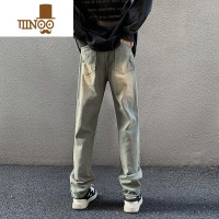 YANXU黄泥牛仔裤男生夏季美式复古高街直筒宽松黑色休闲长裤子