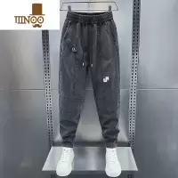 YANXU复古潮牌牛仔裤男修身小脚男生做旧秋季束脚裤休闲长裤男潮流裤子