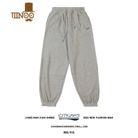YANXUJNXS日系皱LOGO休闲裤男女夏季宽松工装裤束脚卫裤