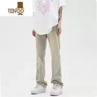 YANXU秋季新款大个子黄泥复古工装牛仔裤子男美式vibe高街潮牌直筒长裤