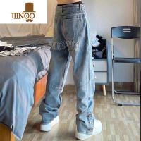 YANXU美式vibe风牛仔裤男国潮复古水洗直筒裤潮牌ins宽松百搭拖地长裤