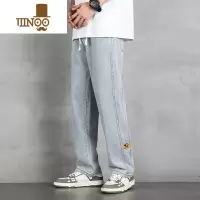 YANXU浅色牛仔长裤男生2022新款直筒宽松复古休闲秋季高街裤子男款