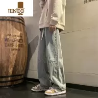 YANXU美式高街牛仔裤男ins潮牌直筒宽松水洗休闲裤hiphop痞帅阔腿长裤