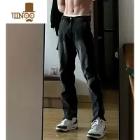 YANXU高街复古拉链牛仔裤男士夏季美式垂感微喇显高痞帅直筒裤子ins潮