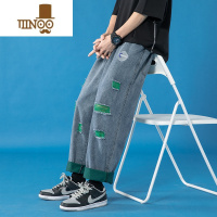 YANXU破洞牛仔裤男直筒宽松裤子男ins潮牌时尚高街痞帅阔腿长裤