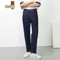 YANXU美式复古休闲牛仔裤男直筒宽松原牛单宁蓝色长裤子男潮流百搭