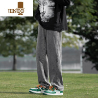 YANXU烟灰色牛仔裤男夏季薄款宽松阔腿裤子ins潮牌港风高街直筒长裤子