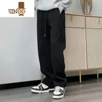 YANXU阔腿运动裤男士宽松直筒潮牌高街卫裤款休闲裤子坠感慵懒长裤