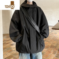 YANXU连帽冲锋衣夹克男士2023秋季韩版潮流休闲百搭痞风外套上衣服