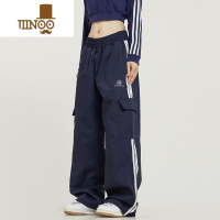 YANXUCaptainBeer 美式复古侧边条纹工装裤男女直筒三条杠休闲裤子高街