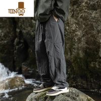 YANXU户外山系休闲裤子男士秋季速干透气登山长裤宽松直筒侧口袋工装裤