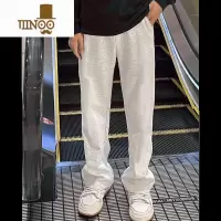 YANXU秋季美式潮牌简约基础纯色休闲裤男款百搭宽松直筒运动阔腿长裤子