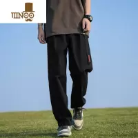 YANXU@黑色直筒工装裤男秋季美式高街男生裤子垂感休闲长裤