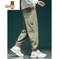 YANXU斜纹欧棉绒潮牌卫裤男秋季新款宽松舒适休闲裤日系帅气运动裤