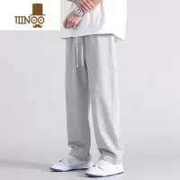 YANXU灰色休闲裤男款夏季薄阔腿长裤子潮牌男装运动卫裤美式宽松直筒裤