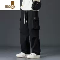 YANXU直筒工装裤男美式潮牌宽松裤子机能痞帅高街复古秋装阔腿休闲长裤