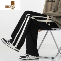 YANXU休闲裤子男款秋季新款高街条纹运动长裤美式潮牌直筒宽松大码卫裤