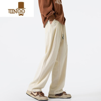 YANXU灯芯绒裤子男款秋季宽松垂感贴标阔腿直筒裤子美式潮牌运动休闲裤