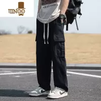 YANXU日系工装裤子男直筒宽松美式阔腿拖地裤运动百搭潮牌休闲裤