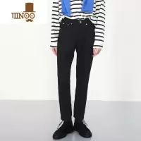 YANXU美式复古高端水洗直筒黑色牛仔裤男修身新款潮流百搭休闲长裤