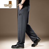 YANXU高端华夫格灰色直筒休闲裤男秋季新款轻熟卫裤简约阔腿垂感裤子男