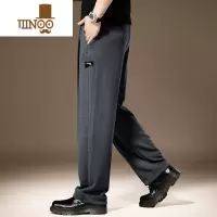 YANXU高端华夫格灰色直筒休闲裤男秋季新款轻熟卫裤简约阔腿垂感裤子男