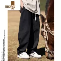 YANXU裤子男款夏季日系工装裤宽松垂感阔腿直筒裤休闲百搭潮牌拖地长裤