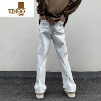 YANXU美式复古机能风工装牛仔裤男潮牌高街宽松休闲裤直筒微喇阔腿裤子