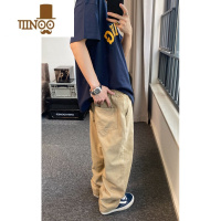 YANXUhiphop裤子男款美式复古直筒裤休闲长裤日系卡其色工装裤男生
