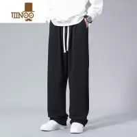 YANXU华夫格裤子男款阔腿垂感卫裤直筒宽松运动长裤青少年休闲裤