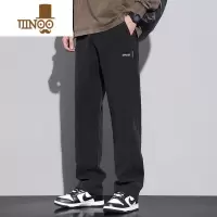 YANXU男士垂感裤子2023阔腿宽松运动裤黑色百搭直筒秋季休闲长裤