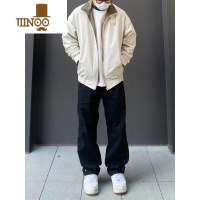 YANXU美式街头hiphop撞钉黑色牛仔裤男高街复古直筒宽松垂感拖地长裤潮