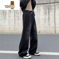 YANXU美式高街牛仔裤男设计感港风复古宽松直筒休闲垂感阔腿长裤