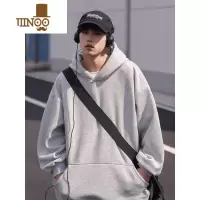 YANXU2023秋季美式oversize纯色连帽卫衣男生情侣宽松外套