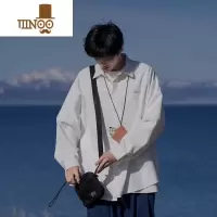 YANXU感白色衬衫男款潮流日系cityboy衬衣复古港风痞帅外套