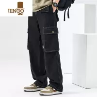 YANXUWOODSOON直筒牛仔裤男生款潮牌百搭垂感工装裤休闲宽松裤子男