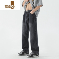 YANXU微喇牛仔裤皮带男款夏季薄款高街vibe裤子潮牌复古宽松直筒阔腿裤
