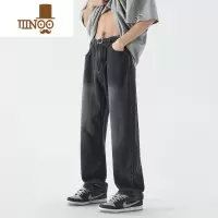 YANXU微喇牛仔裤皮带男款夏季薄款高街vibe裤子潮牌复古宽松直筒阔腿裤