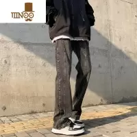 YANXU美式vibe风裤子ins高街潮牌水洗复古牛仔裤男修身微喇直筒工装裤