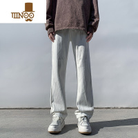 YANXU喷墨牛仔裤男款秋季新款宽松美式高街直筒修身百搭男士休闲长裤子