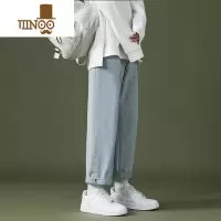 YANXU牛仔裤男款ins港风潮牌坠感阔腿休闲百搭学生宽松直筒长裤子