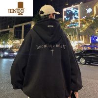 YANXU连帽卫衣男美式复古刺绣硬挺外套oversize潮牌秋装新款