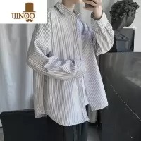 YANXU日系蓝白条纹长袖衬衫男青春帅气衬衣港风男装休闲情侣外套