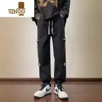 YANXU春季牛仔裤男生休闲宽松哈伦束脚裤日系潮牌印花痞帅学生工装裤子