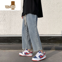 YANXU复古九分牛仔裤男夏季薄款直筒宽松阔腿休闲裤子男士韩版潮流百搭